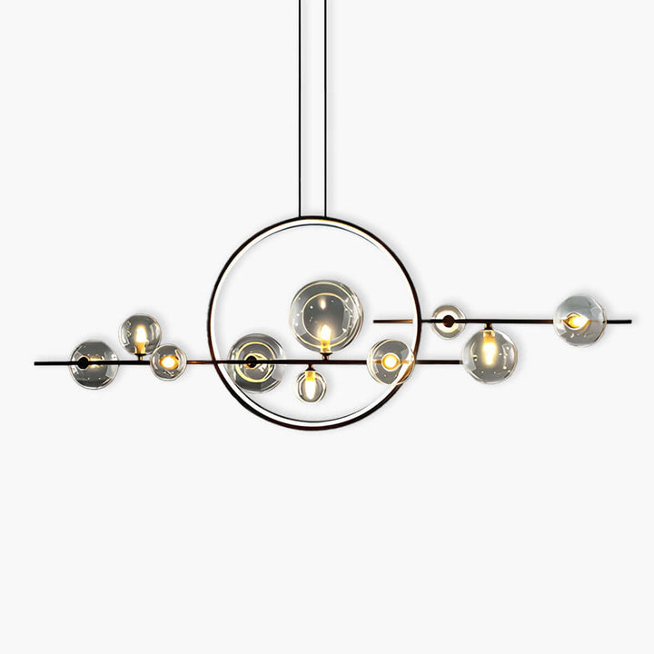 Suspension Lumineuse Design Moderne - Anneaux et Globes Verre