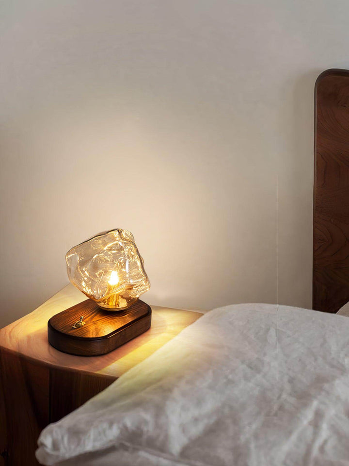Lampe De Table En Verre En Forme De Pierre De Glace