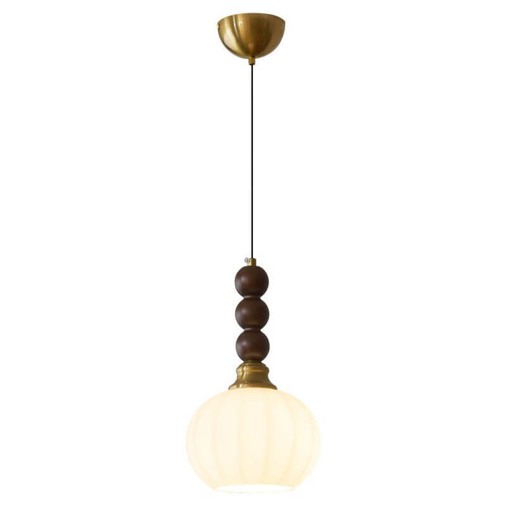 Suspension élégante en verre, bois et métal - Luminaire design