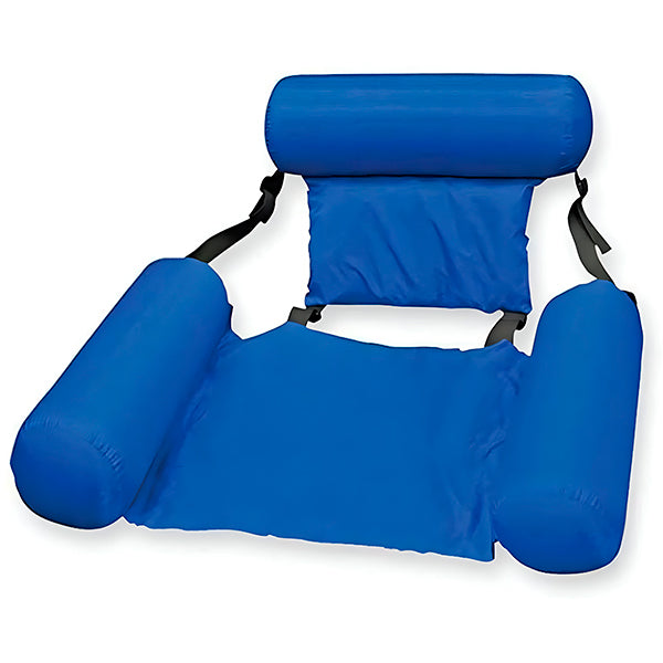 "Fauteuil gonflable de natation avec dossier ergonomique et accoudoirs, confort luxueux pour détente en piscine ou lac."