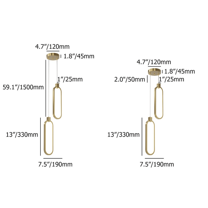 Lampe Suspendue Cercle Double Lumière - Design Doré