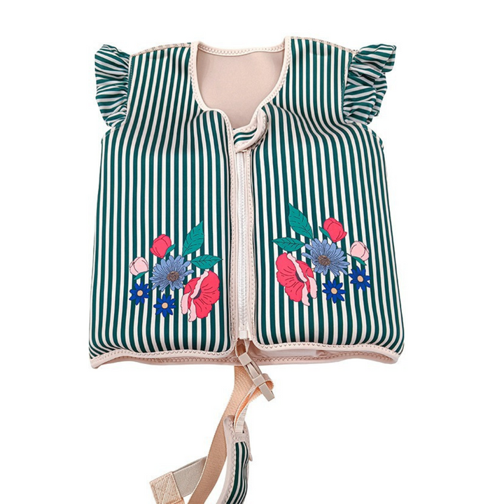 Gilet de natation enfant néoprène, couleurs vives, motifs ludiques, sécurité optimale, flottaison de 2 à 27,5 kg.
