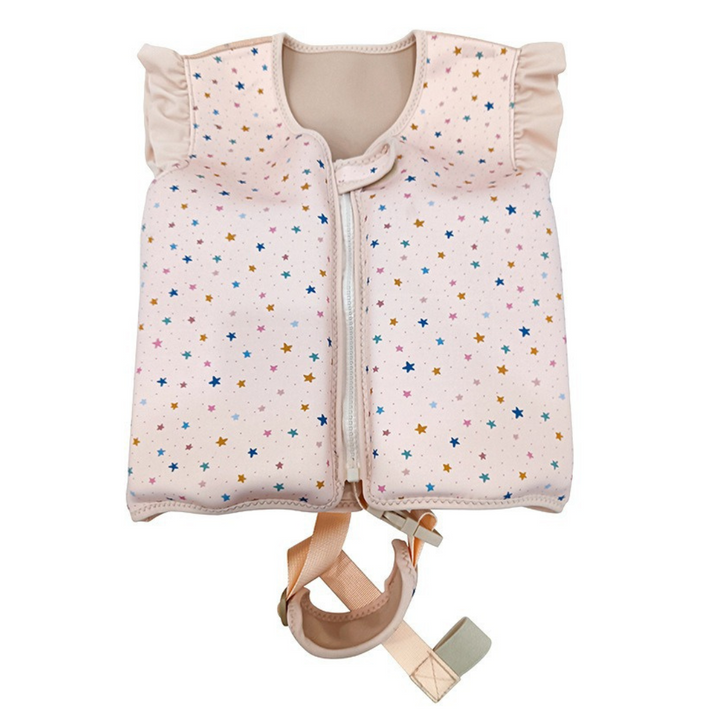Gilet de natation enfant néoprène, couleurs vives, motifs ludiques, sécurité optimale, flottaison de 2 à 27,5 kg.