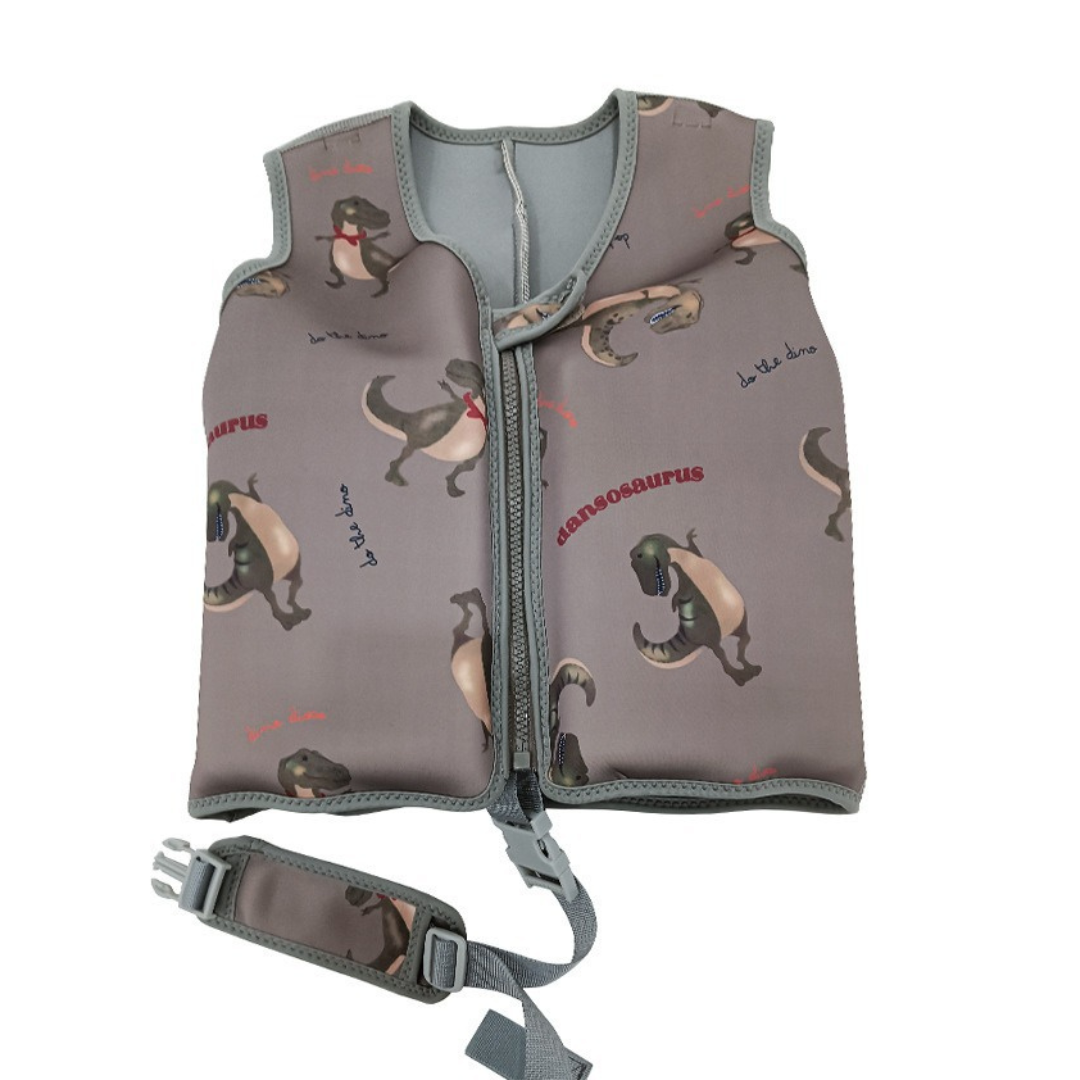 Gilet de natation enfant néoprène, couleurs vives, motifs ludiques, sécurité optimale, flottaison de 2 à 27,5 kg.