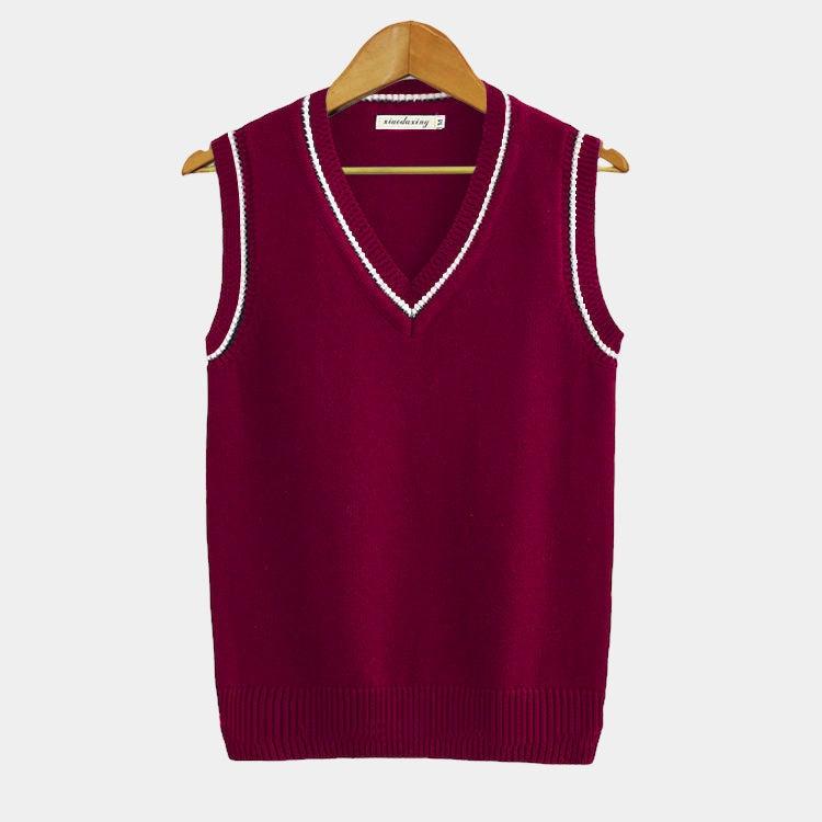 "Gilet rayé homme col V, style universitaire, rayures élégantes, coupe décontractée, allure moderne et sophistiquée."