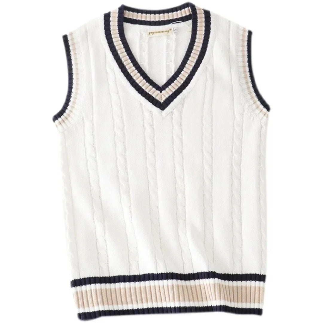 "Gilet sans manches homme élégant, tricot épais, style classique; à porter sur chemise ou col roulé pour chaleur et raffineme