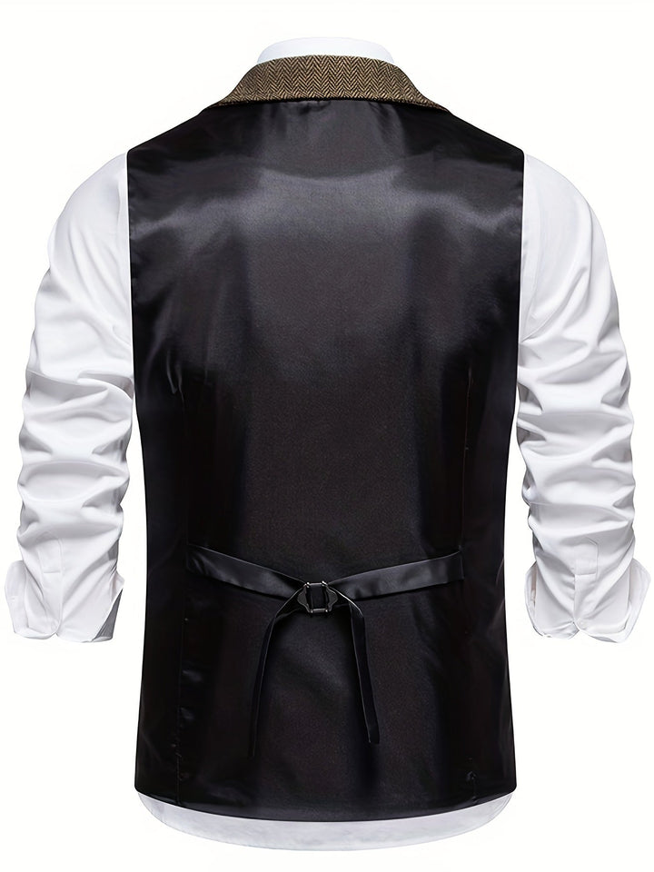"Gilet sans manches homme motif chevrons élégant, polyvalent, apportant confort et style aux tenues formelles et décontractée