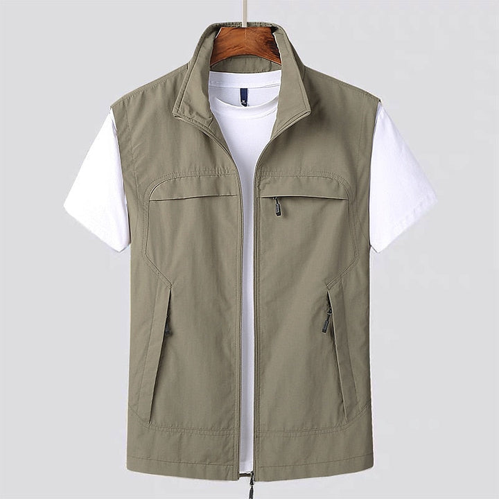 Gilet sport homme à séchage rapide, sans manches, tissu aéré, idéal pour activité physique, couleur unie.