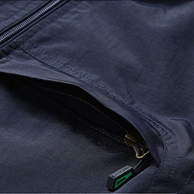 "Gilet zippé homme léger et respirant, gris, protection UV, parfait pour l'été, avec fermeture éclair pour style polyvalent."