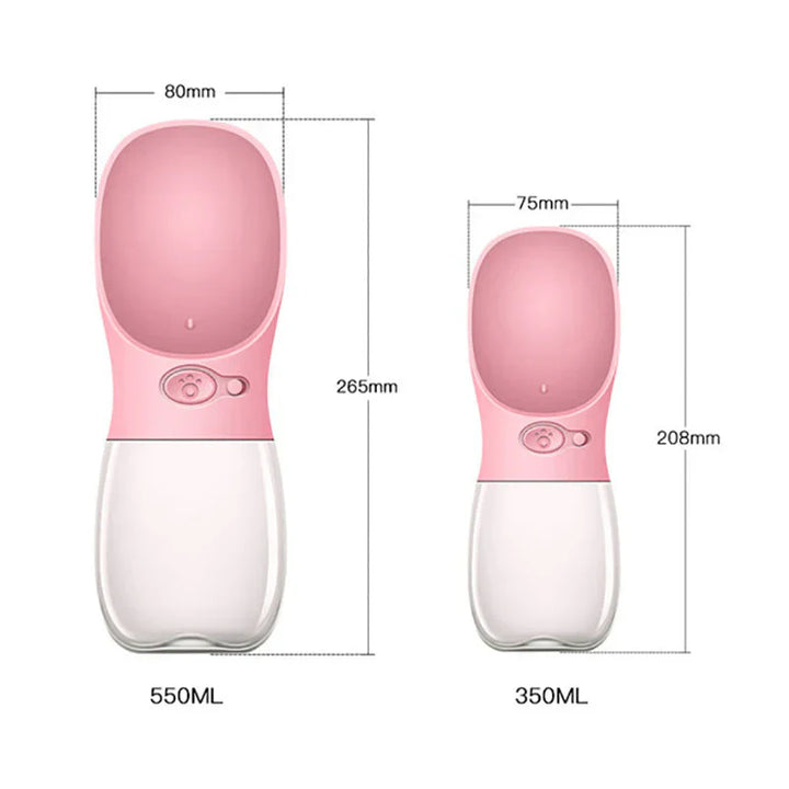 "Gourde portable étanche pour chien avec bol intégré, élégante et compacte pour hydratation facile en déplacement."
