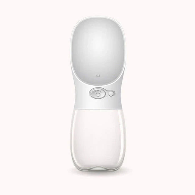 "Gourde portable étanche pour chien avec bol intégré, élégante et compacte pour hydratation facile en déplacement."