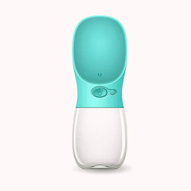 "Gourde portable étanche pour chien avec bol intégré, élégante et compacte pour hydratation facile en déplacement."