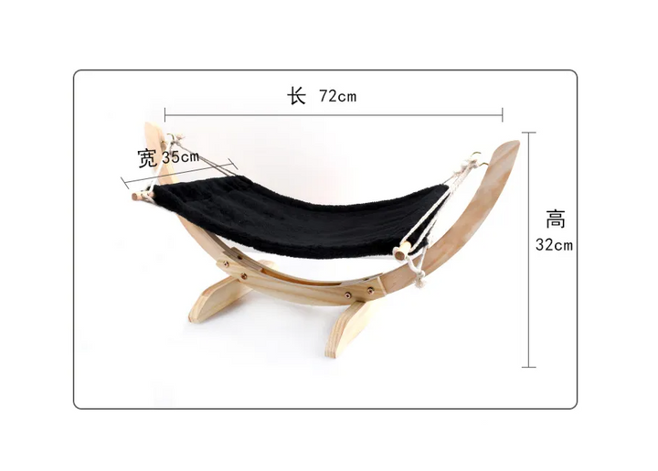 "Hamac moelleux pour chats, housse douce lavable, compatible lits bois, pour confort et élégance intérieurs."