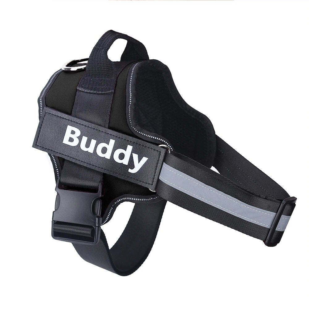 Harnais anti-traction personnalisable pour chien, solide, réfléchissant, avec bande réfléchissante et intérieur rembourré.
