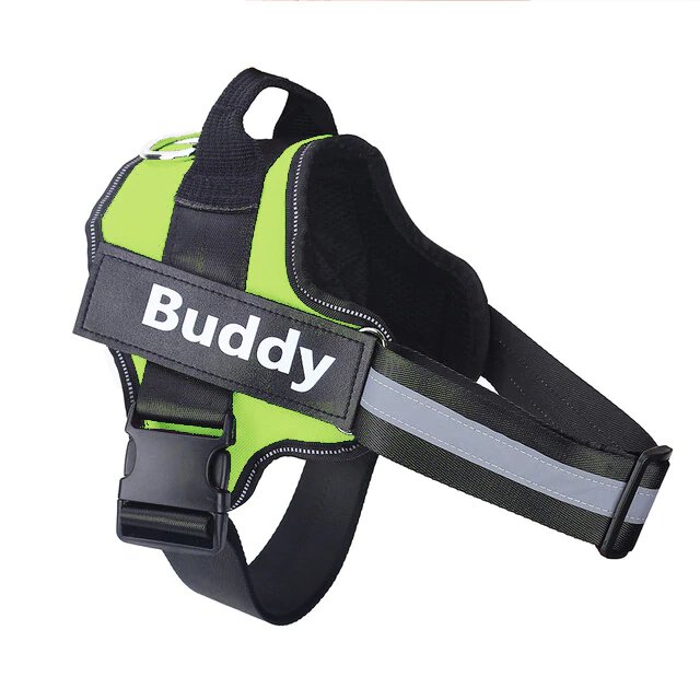 Harnais anti-traction personnalisable pour chien, solide, réfléchissant, avec bande réfléchissante et intérieur rembourré.