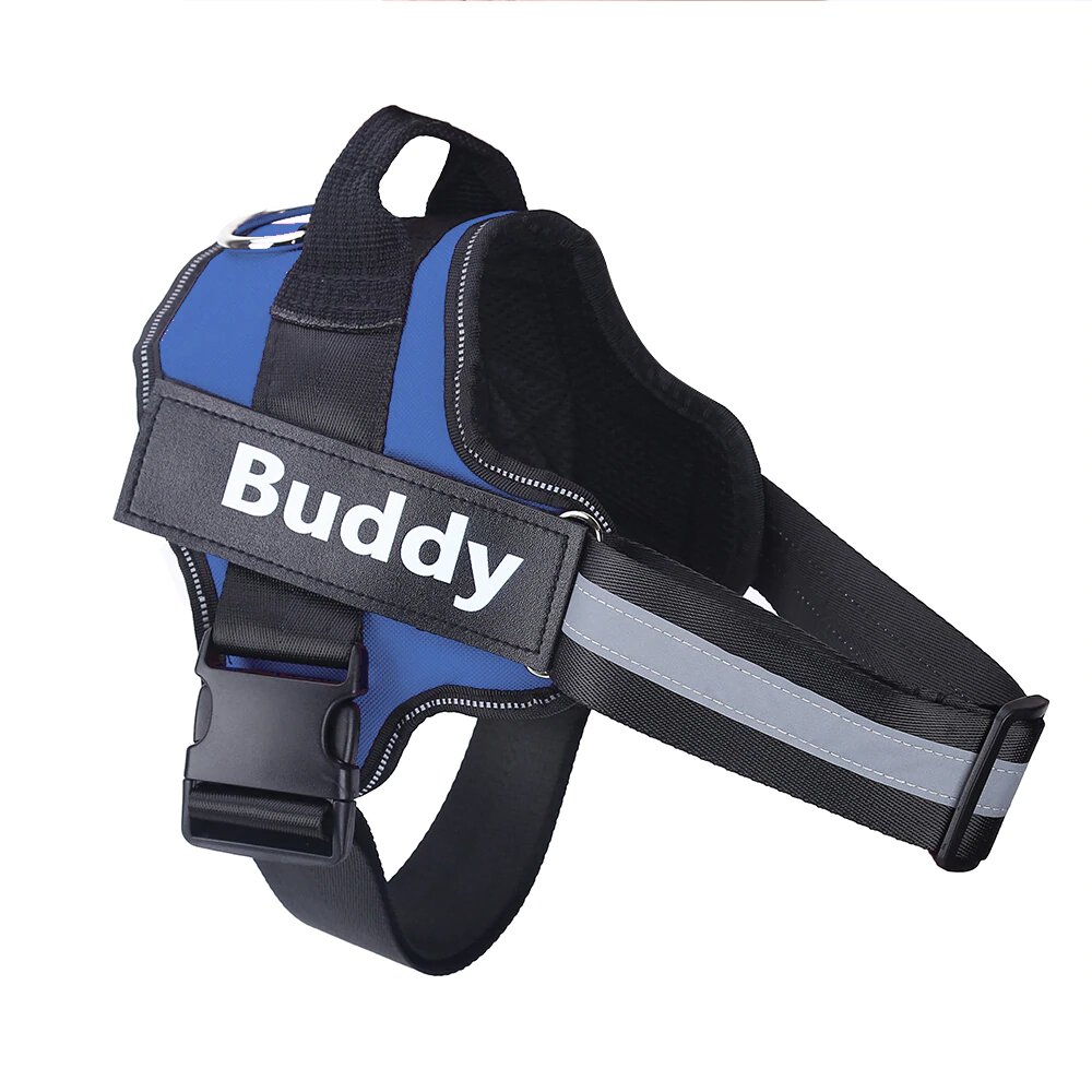 Harnais anti-traction personnalisable pour chien, solide, réfléchissant, avec bande réfléchissante et intérieur rembourré.