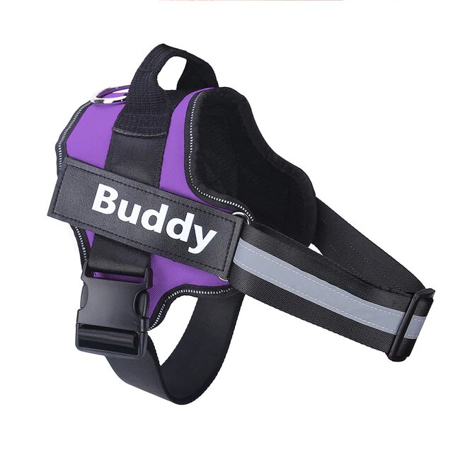 Harnais anti-traction personnalisable pour chien, solide, réfléchissant, avec bande réfléchissante et intérieur rembourré.