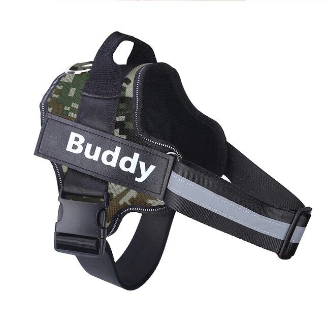 Harnais anti-traction personnalisable pour chien, solide, réfléchissant, avec bande réfléchissante et intérieur rembourré.