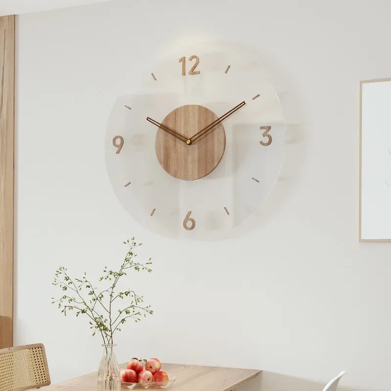 "Horloge murale nordique en bois 40cm, design minimaliste, élégante et silencieuse pour intérieur contemporain, Home & Décora