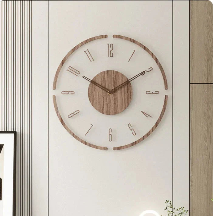 "Horloge murale nordique en bois 40cm, design minimaliste, élégante et silencieuse pour intérieur contemporain, Home & Décora