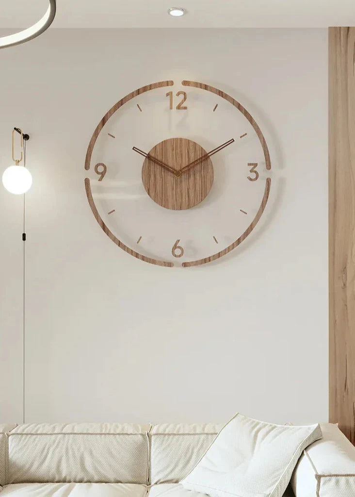 "Horloge murale nordique en bois 40cm, design minimaliste, élégante et silencieuse pour intérieur contemporain, Home & Décora