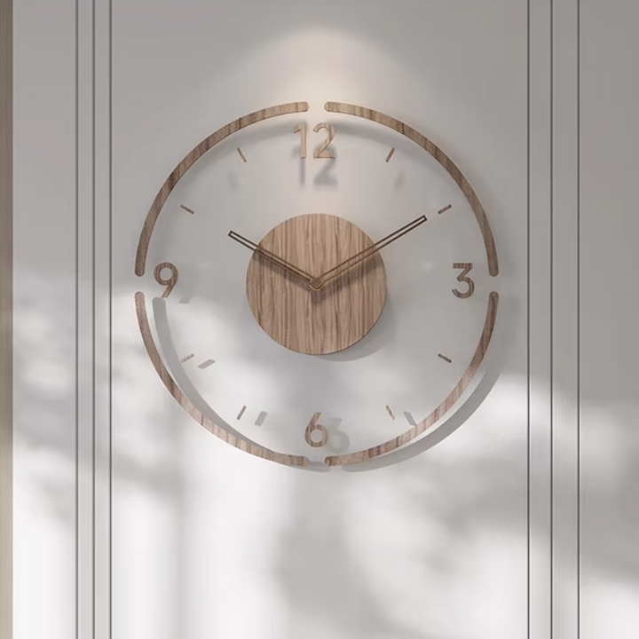 "Horloge murale nordique en bois 40cm, design minimaliste, élégante et silencieuse pour intérieur contemporain, Home & Décora