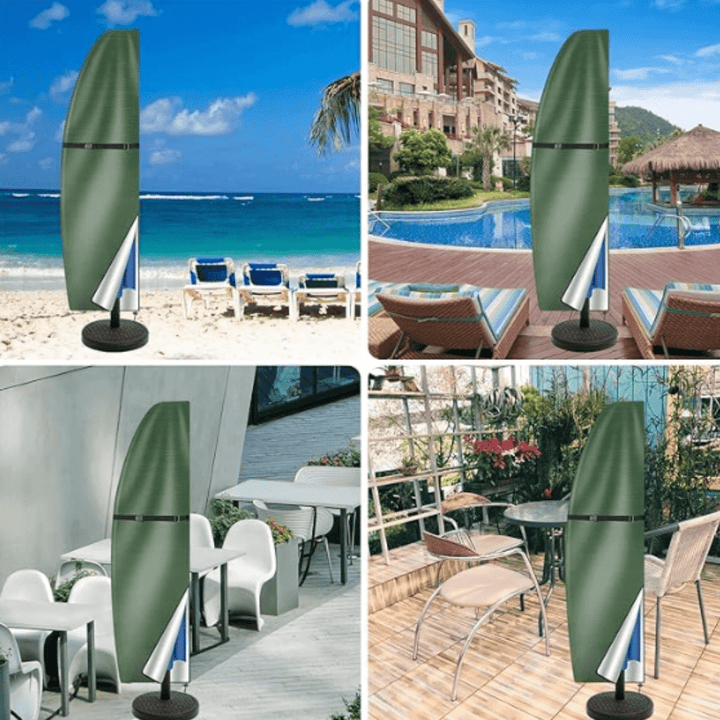 Housse anti-UV pour parasol, tissu Oxford vert, fermeture éclair robuste, résistante aux intempéries pour protection extérieu