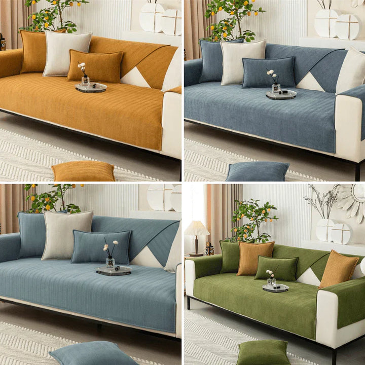 "Housse de canapé antidérapante chic, design moderne, protection contre taches, plusieurs couleurs pour tout décor."
