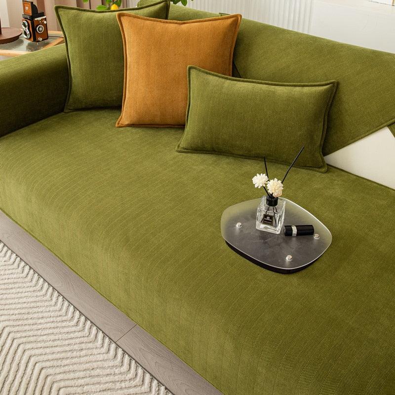 "Housse de canapé antidérapante chic, design moderne, protection contre taches, plusieurs couleurs pour tout décor."