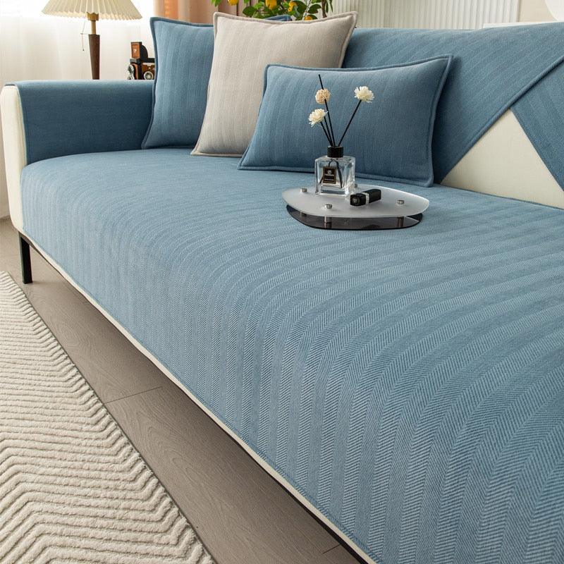 "Housse de canapé antidérapante chic, design moderne, protection contre taches, plusieurs couleurs pour tout décor."