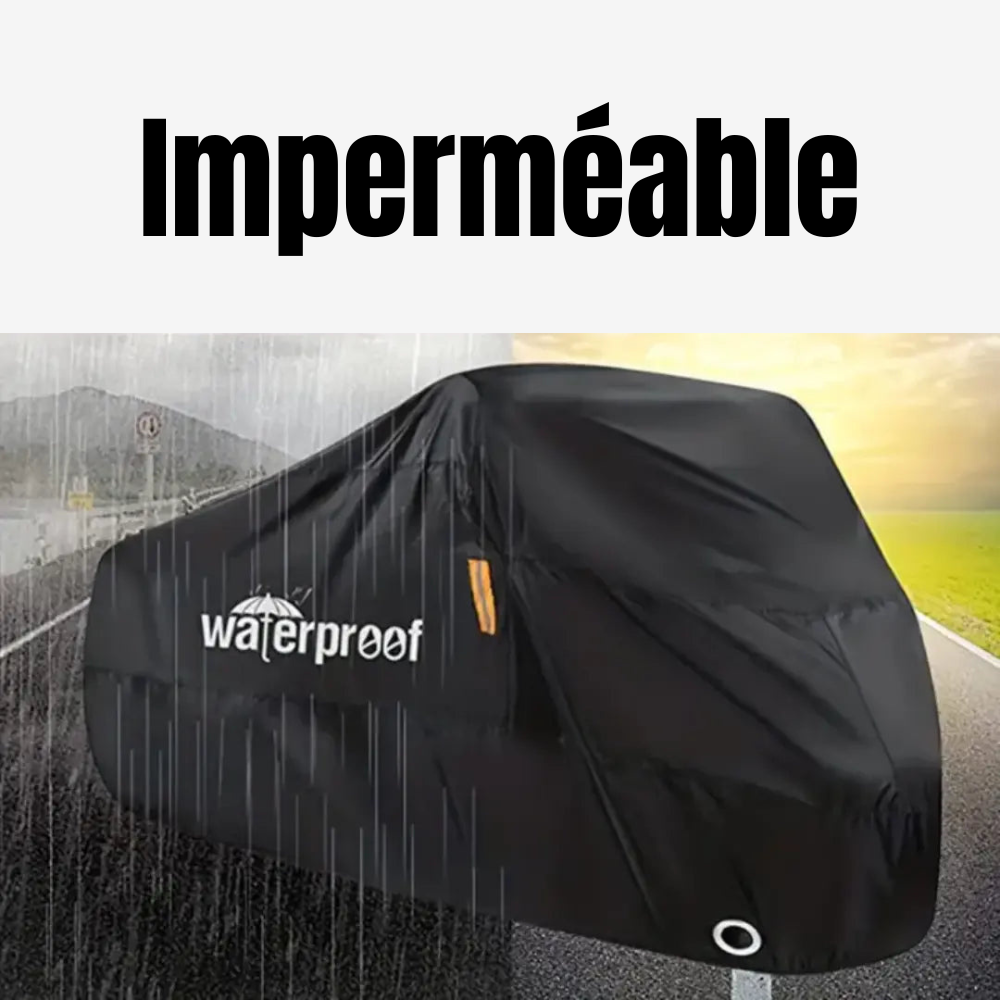 Housse de vélo imperméable 3 couches, anti-UV, protège vélo des intempéries avec sangles de fixation, vue sur vélo.