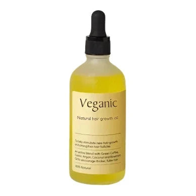 Huile capillaire naturelle dans flacon vert avec pipette; stimule la croissance des cheveux; composition herbacée et nourriss