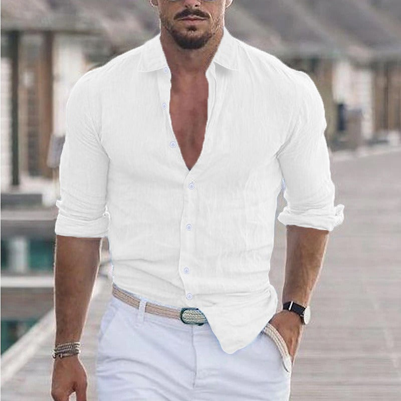 Chemise Légère en Coton et Lin pour l'Été – Style Décontracté