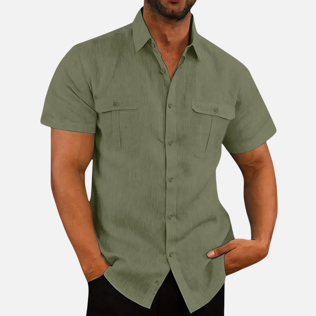 Chemise Ariste - Confort Homme en Lin et Coton Manches Courtes