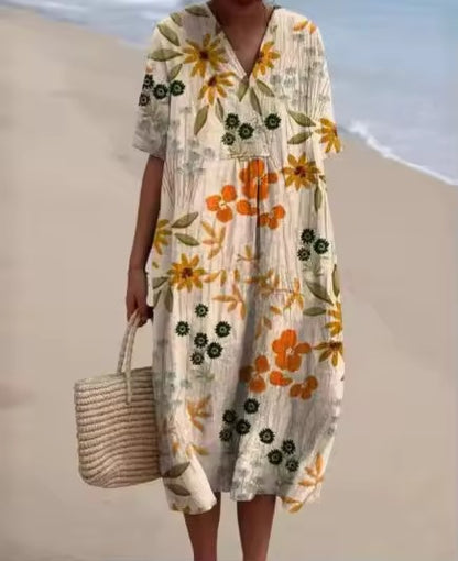 Robe d'Été Odile - Élégance Florale et Confort