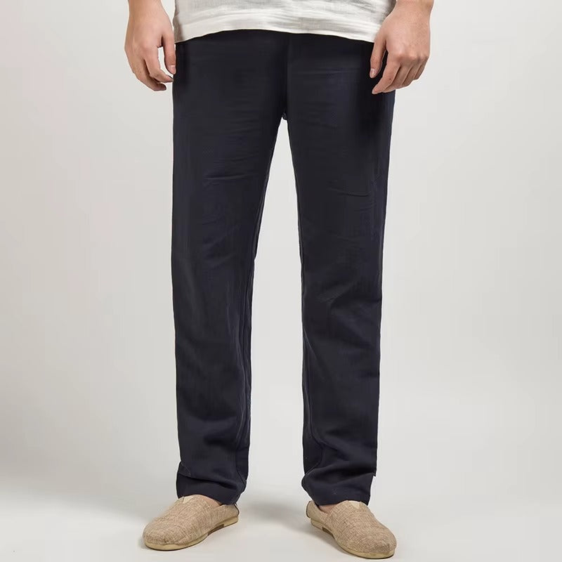 Pantalon homme – Lin léger respirant – Coupe droite ample