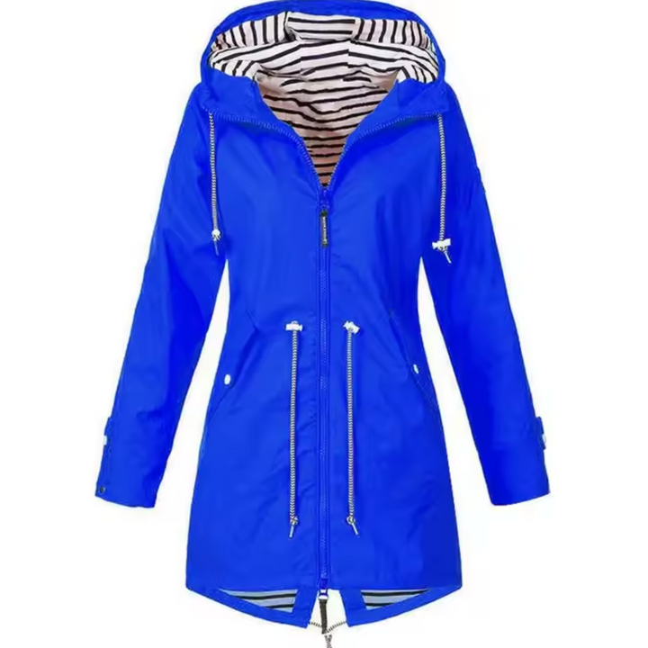 "Imperméable femme élégant Daria, moderne, noir, avec capuche, design sophistiqué, protection pluie, taille varied"