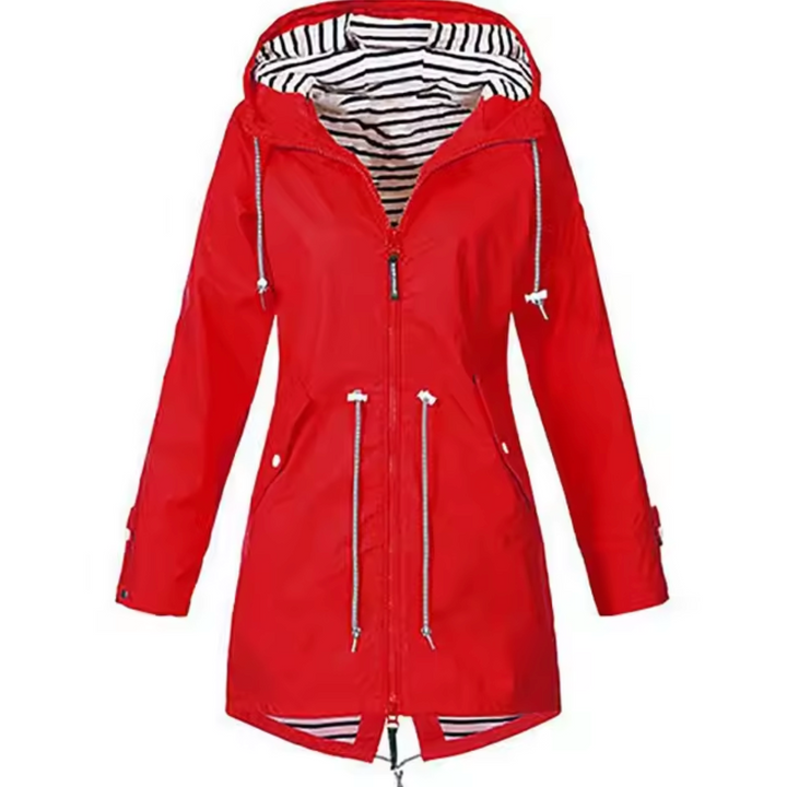 "Imperméable femme élégant Daria, moderne, noir, avec capuche, design sophistiqué, protection pluie, taille varied"