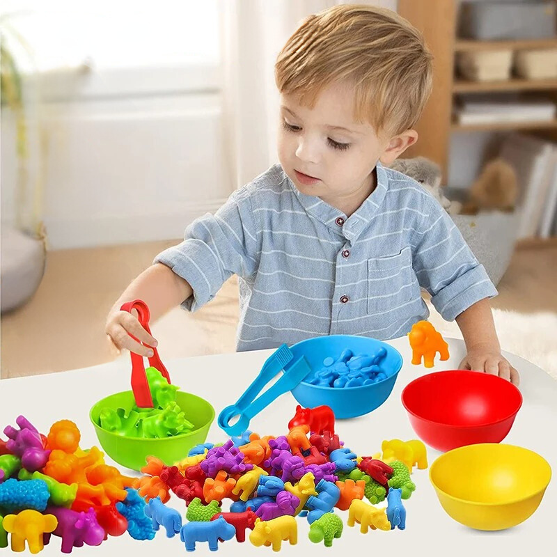 "Jeu éducatif DinoTri pour enfants, couleurs vives, formes variées, stimule la cognition et l'imagination, sécurité assurée."