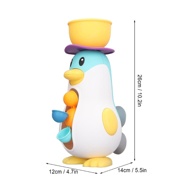 Jouet de bain moulin à eau enfant coloré, en plastique, avec roues tournantes pour un bain ludique et interactif.