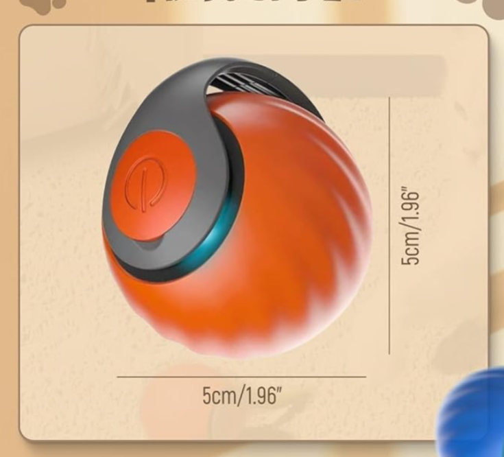 "Jouet pour chat automoteur orange avec mouvements interactifs, stimulant l'instinct de chasse et offrant du divertissement."