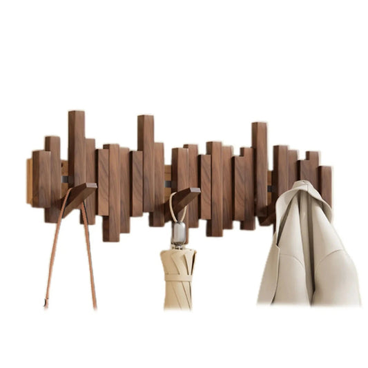 Kapstok piano en bois noble, élégant et solide, avec crochets pour vestes. Design en noyer ou hêtre. Idéal pour la décoration