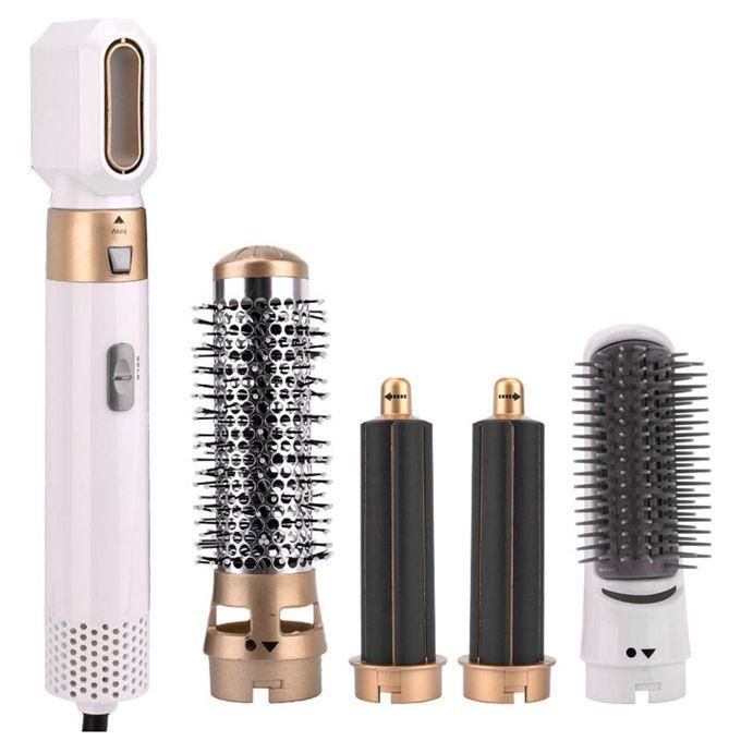 "Kit coiffure brosses à air chaud multifonctions, brosses rondes et lissantes, coloris élégants: or, magenta, noir, rose."