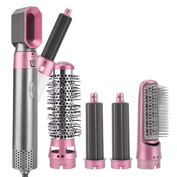 "Kit coiffure brosses à air chaud multifonctions, brosses rondes et lissantes, coloris élégants: or, magenta, noir, rose."