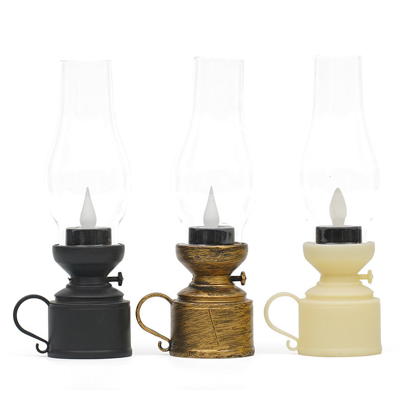 "Lampe à huile LED élégante avec effet de flamme réaliste et choix de couleurs, idéale pour une ambiance chaleureuse et sécur