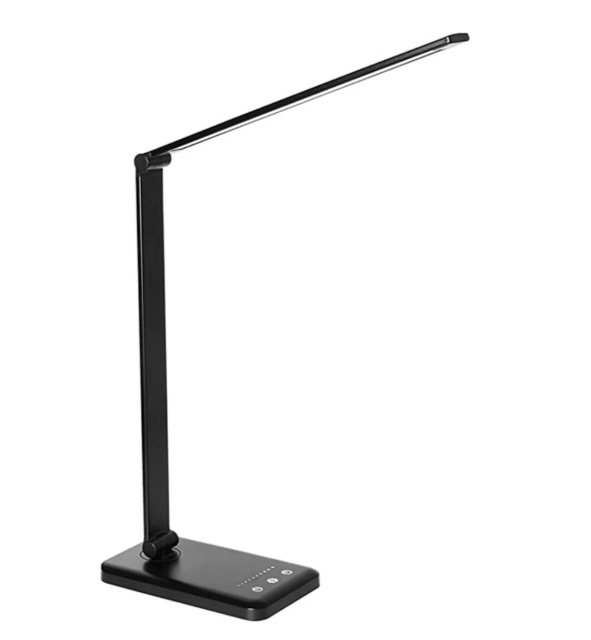 "Lampe de bureau LED ajustable moderne avec bras flexible et charge USB, idéale pour un éclairage directionnel et élégant."