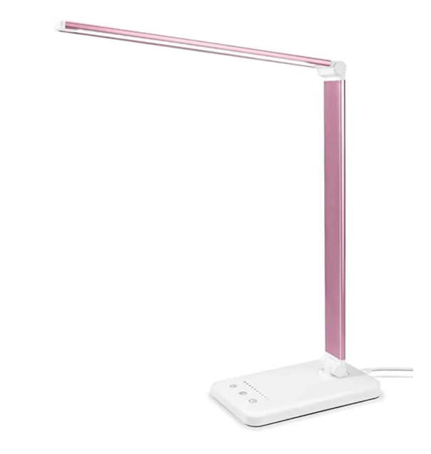 "Lampe de bureau LED ajustable moderne avec bras flexible et charge USB, idéale pour un éclairage directionnel et élégant."