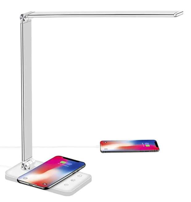 "Lampe de bureau LED ajustable moderne avec bras flexible et charge USB, idéale pour un éclairage directionnel et élégant."