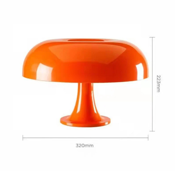 Lampe de table LED champignon minimaliste, design moderne élégant, forme champignon, éclairage chaleureux intérieur stylique.