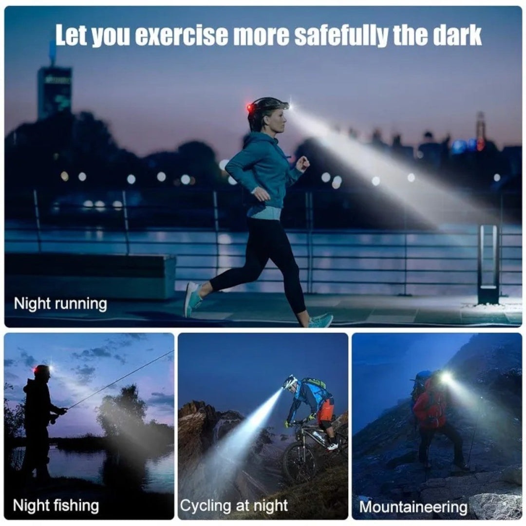 Lampe frontale étanche LED, puissante et rechargeable, avec faisceau lumineux réglable pour aventures nocturnes.